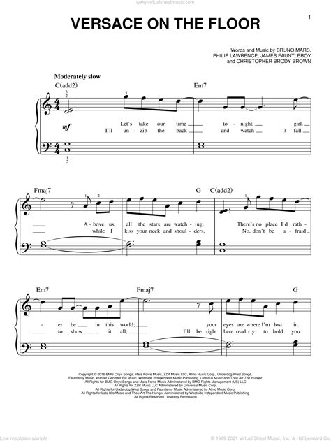 Versace on the floor Sheet music for Piano (Solo) 